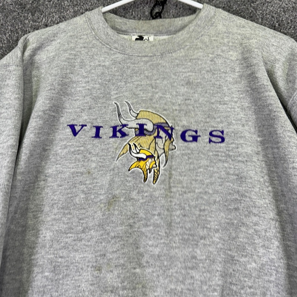 Vintage Minnesota Vikings Sweatshirt Boys XL Gray NFL Football Starter Logo 90s - Picture 8 of 10